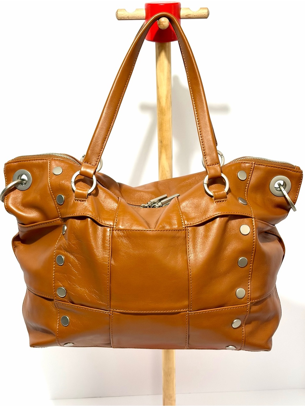 Hammitt Daniel Large Satchel In Caramel/Brushed Silver
